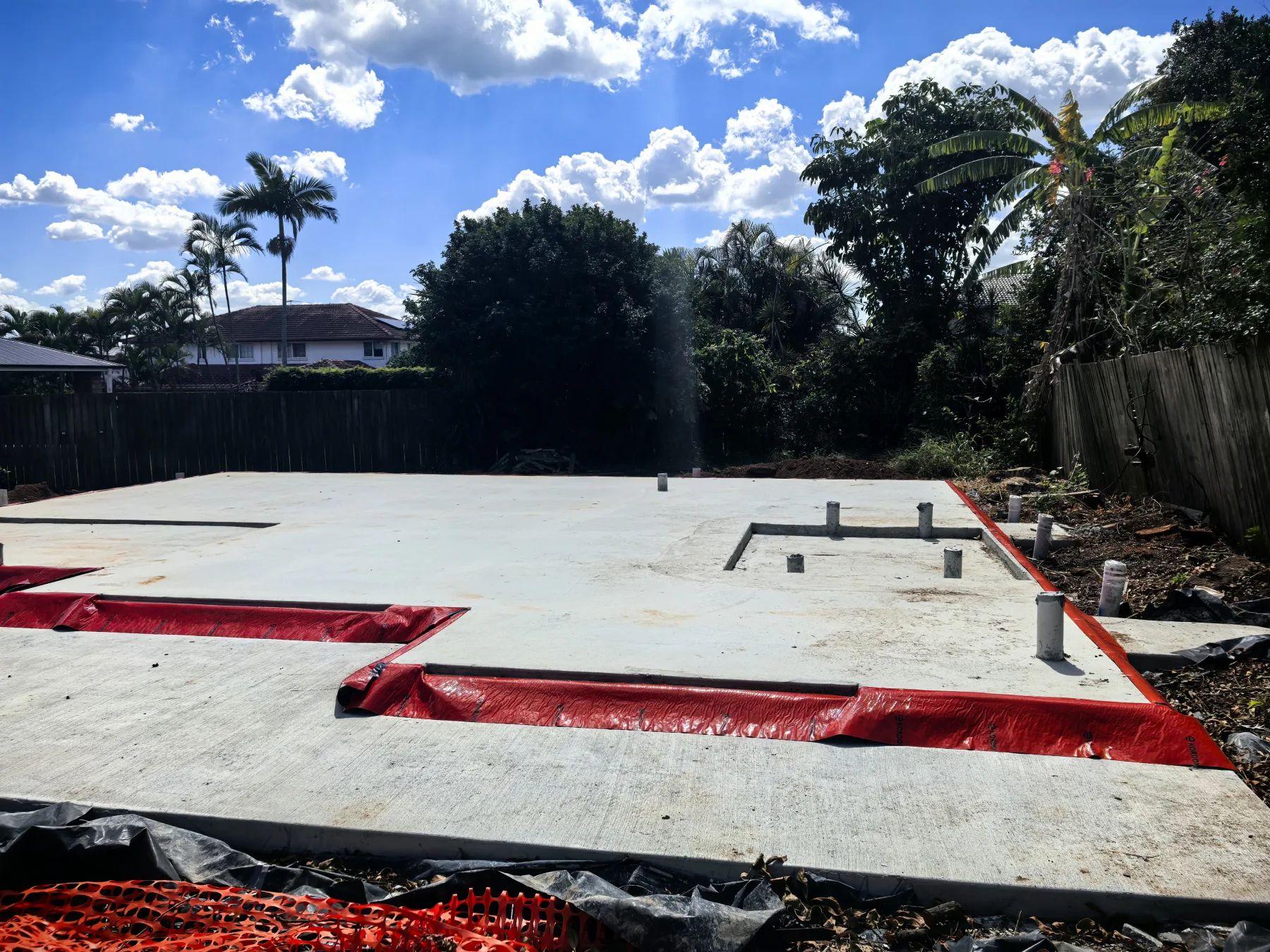 Kordon termite protection barrier installed around the slab at the Sunnybank Hills granny flat site — 23 August 2026 · Termite protection · Kordon barrier installed